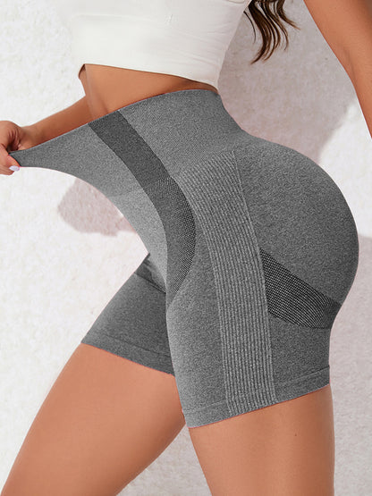 Alfressy High Waist Active Shorts for Women - Gray - Size M - Highly Stretchy - Comfortable Basic Style