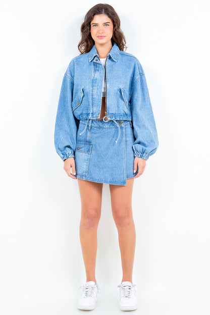Alfressy Bazi Cargo Pocket Denim Skort