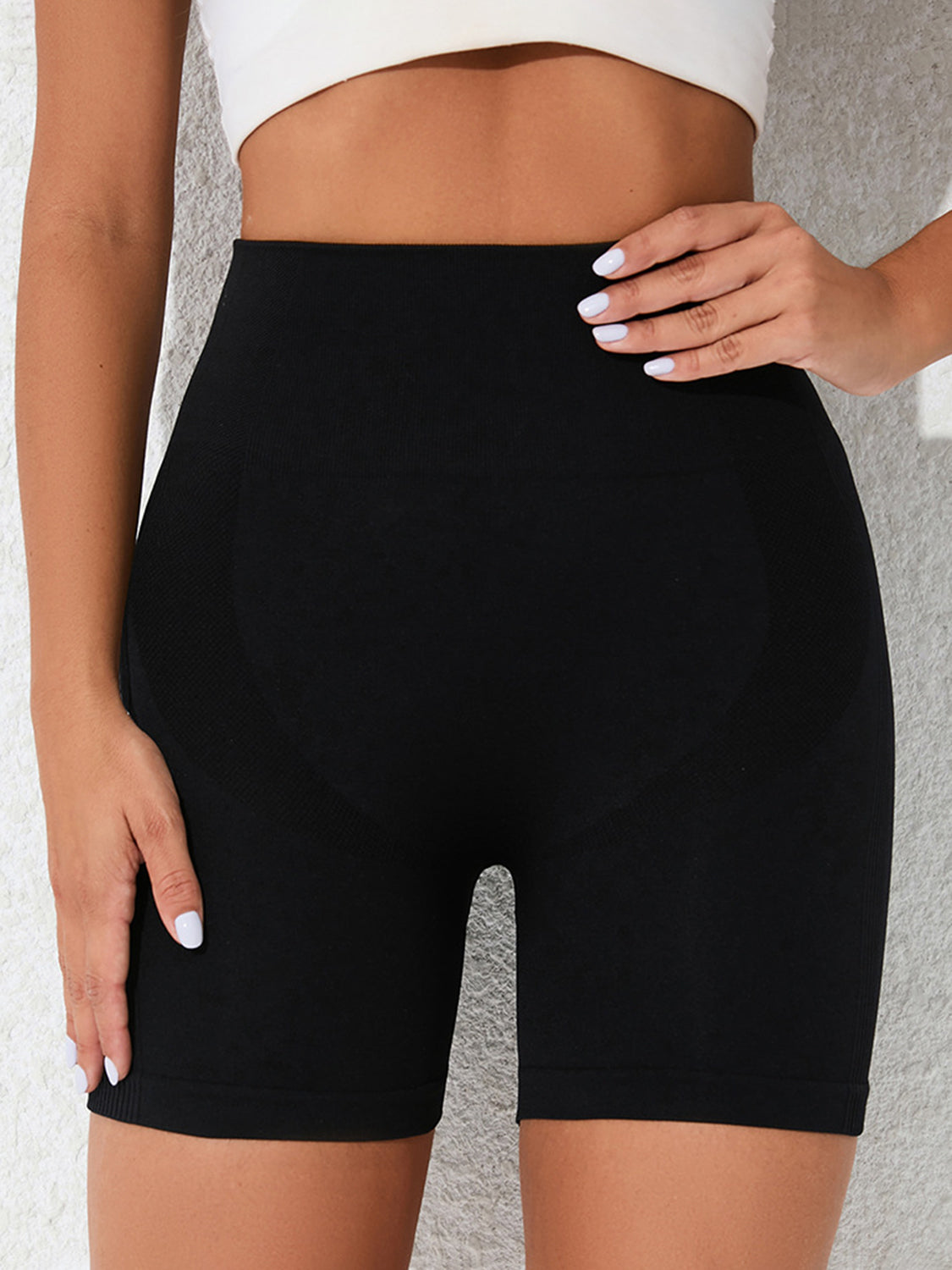 Alfressy High Waist Active Shorts for Women - Gray - Size M - Highly Stretchy - Comfortable Basic Style