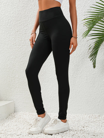Wide Waistband Leggings - Black / M